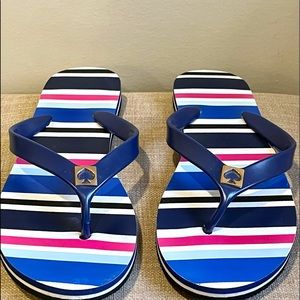 Kate Spade Blue/Pink Striped Flip Flop Size 9